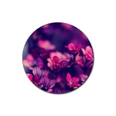 Blurry Flowers Rubber Round Coaster (4 Pack)  by Brittlevirginclothing