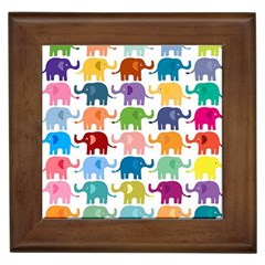 Cute Colorful Elephants Framed Tiles by Brittlevirginclothing