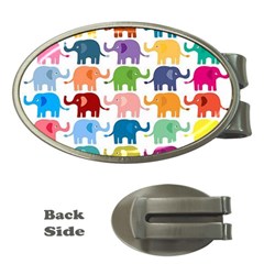 Cute Colorful Elephants Money Clips (oval)  by Brittlevirginclothing
