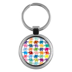 Cute Colorful Elephants Key Chains (round)  by Brittlevirginclothing