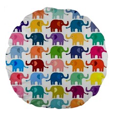 Cute Colorful Elephants Large 18  Premium Round Cushions by Brittlevirginclothing