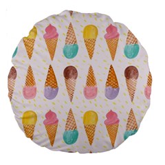 Cute Ice Cream Large 18  Premium Round Cushions by Brittlevirginclothing