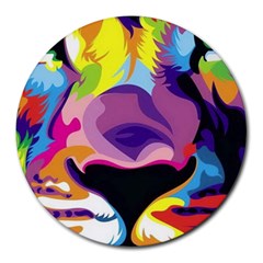 Colorful Lion Round Mousepads by Brittlevirginclothing