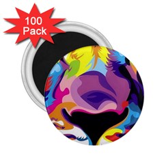 Colorful Lion 2 25  Magnets (100 Pack)  by Brittlevirginclothing