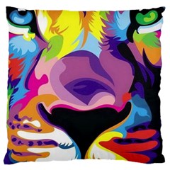 Colorful Lion Large Cushion Case (one Side) by Brittlevirginclothing