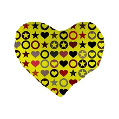 Heart Circle Star Seamless Pattern Standard 16  Premium Heart Shape Cushions by Amaryn4rt