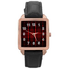 Black And Red Backgrounds Rose Gold Leather Watch  by Amaryn4rt