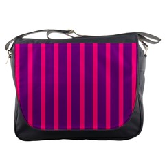 Deep Pink And Black Vertical Lines Messenger Bags by Amaryn4rt