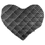Grid Wire Mesh Stainless Rods Rods Raster Large 19  Premium Flano Heart Shape Cushions