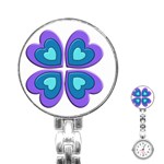 Light Blue Heart Images Stainless Steel Nurses Watch Front