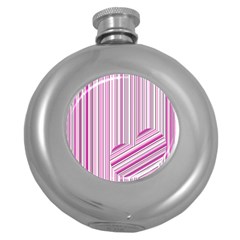 Pink Love Pattern Round Hip Flask (5 Oz) by Valentinaart