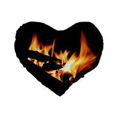 Bonfire Wood Night Hot Flame Heat Standard 16  Premium Flano Heart Shape Cushions by Amaryn4rt
