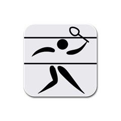 Badminton Pictogram Rubber Square Coaster (4 Pack)  by abbeyz71