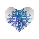 Snowflake Blue Snow Snowfall Standard 16  Premium Flano Heart Shape Cushions Back