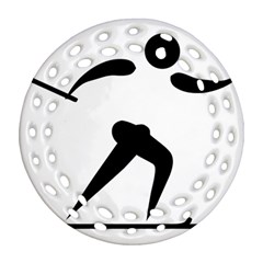 Cross Country Skiing Pictogram Round Filigree Ornament (two Sides) by abbeyz71