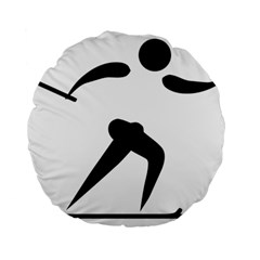 Cross Country Skiing Pictogram Standard 15  Premium Round Cushions by abbeyz71