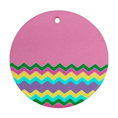 Easter Chevron Pattern Stripes Round Ornament (two Sides) by Nexatart