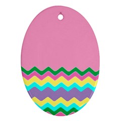 Easter Chevron Pattern Stripes Oval Ornament (two Sides) by Nexatart