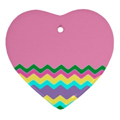 Easter Chevron Pattern Stripes Heart Ornament (two Sides) by Nexatart