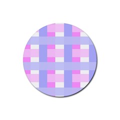 Gingham Checkered Texture Pattern Rubber Round Coaster (4 Pack)  by Nexatart