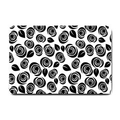 Black Roses Pattern Small Doormat  by Valentinaart