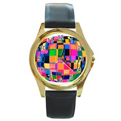 Color Focusing Screen Vault Arched Round Gold Metal Watch by Nexatart