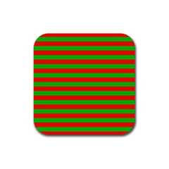 Pattern Lines Red Green Rubber Coaster (square)  by Nexatart