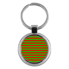 Pattern Lines Red Green Key Chains (round)  by Nexatart