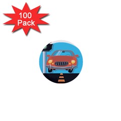 Semaphore Car Road City Traffic 1  Mini Buttons (100 Pack)  by Nexatart
