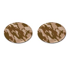 Background For Scrapbooking Or Other Beige And Brown Camouflage Patterns Cufflinks (oval) by Nexatart