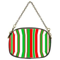 Christmas Holiday Stripes Red Green,white Chain Purses (two Sides)  by Nexatart