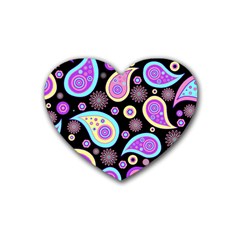 Paisley Pattern Background Colorful Heart Coaster (4 Pack)  by Nexatart