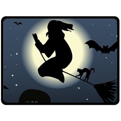 Halloween Card With Witch Vector Clipart Fleece Blanket (large)  by Nexatart