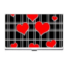 Red Hearts Pattern Business Card Holders by Valentinaart