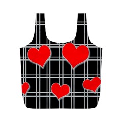 Red Hearts Pattern Full Print Recycle Bags (m)  by Valentinaart
