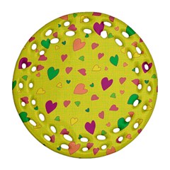 Colorful Hearts Ornament (round Filigree) by Valentinaart