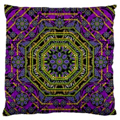 Wonderful Peace Flower Mandala Large Flano Cushion Case (two Sides) by pepitasart