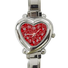 Fractal Art Elegant Red Heart Italian Charm Watch by Nexatart