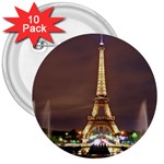 Paris Eiffel Tower 3  Buttons (10 pack) 