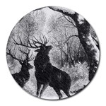 Stag Deer Forest Winter Christmas Round Mousepads