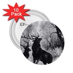 Stag Deer Forest Winter Christmas 2.25  Buttons (10 pack) 