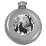 Stag Deer Forest Winter Christmas Round Hip Flask (5 oz)