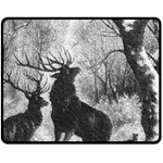 Stag Deer Forest Winter Christmas Double Sided Fleece Blanket (Medium) 