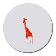 Animal Giraffe Orange Round Mousepads by Alisyart