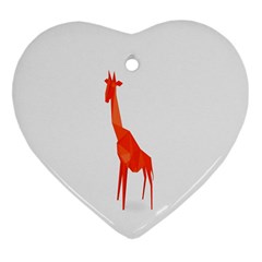 Animal Giraffe Orange Ornament (heart) by Alisyart