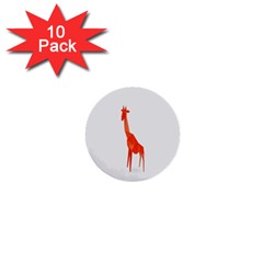 Animal Giraffe Orange 1  Mini Buttons (10 Pack)  by Alisyart