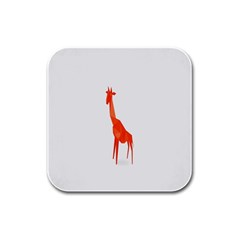 Animal Giraffe Orange Rubber Square Coaster (4 Pack)  by Alisyart