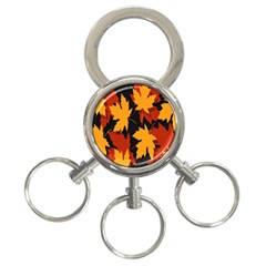 Dried Leaves Yellow Orange Piss 3-ring Key Chains by Alisyart