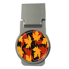 Dried Leaves Yellow Orange Piss Money Clips (round)  by Alisyart