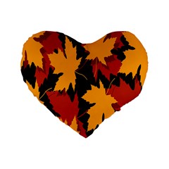 Dried Leaves Yellow Orange Piss Standard 16  Premium Flano Heart Shape Cushions by Alisyart